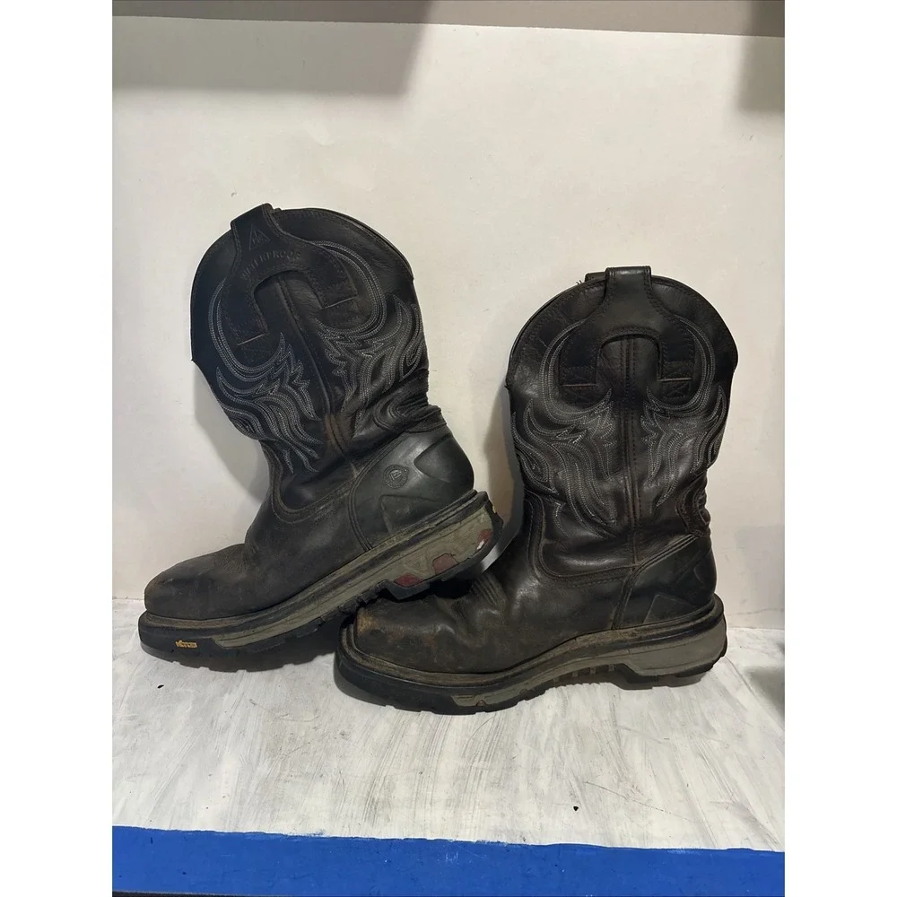 Justin Mens Brown Leather Work Boots Commander X5 Steel Toe 13D